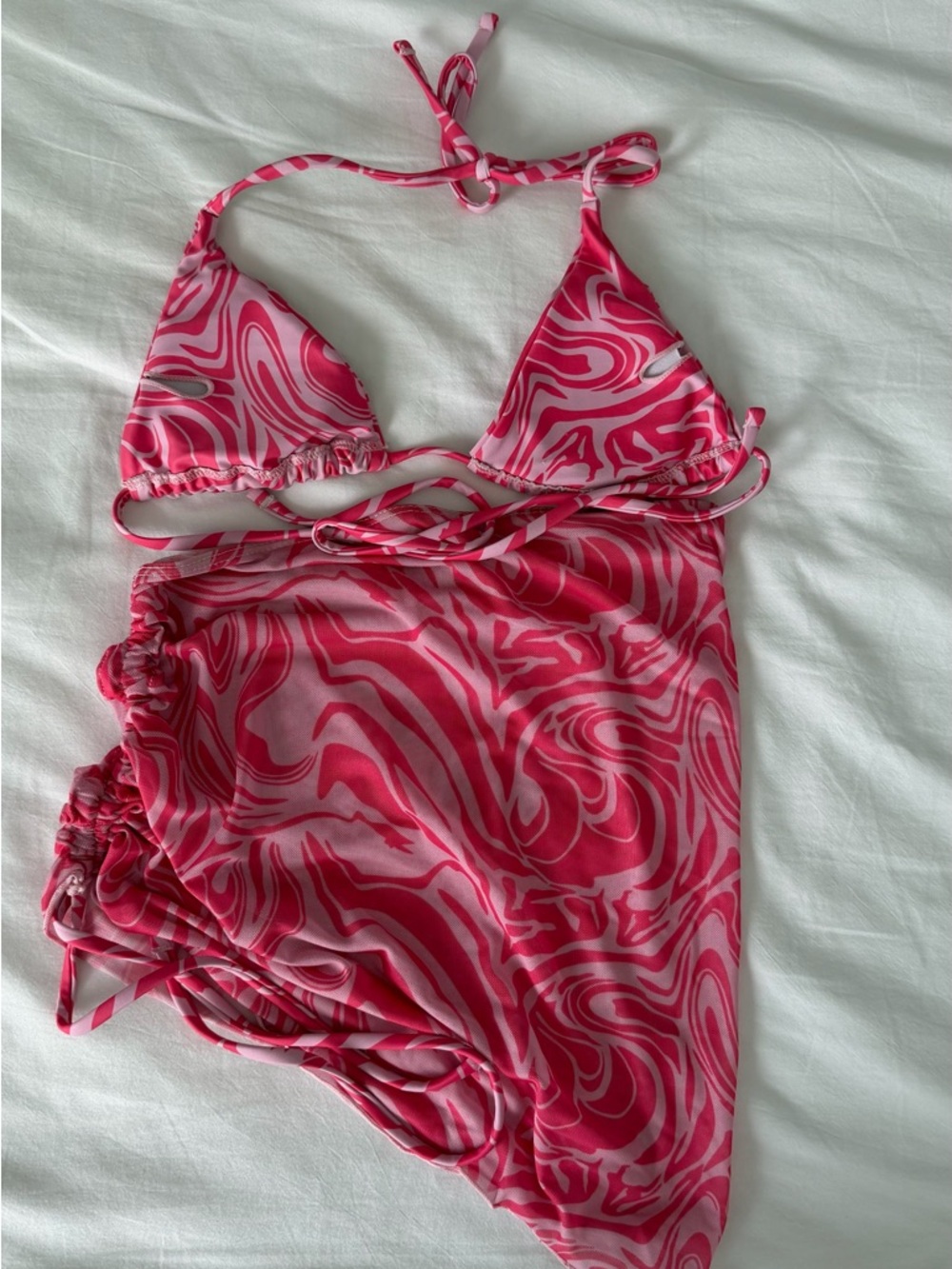 Pink Swirl Two-Piece Bikini Set ( no bottom, just the cover up and bikini top)